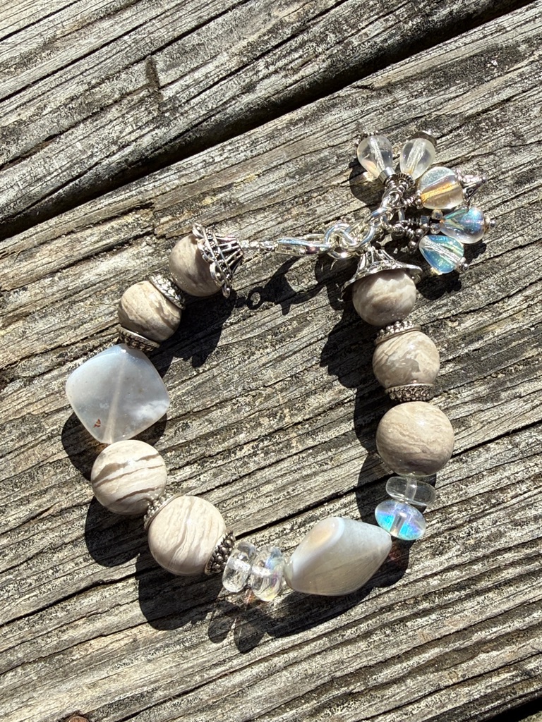 Artisan Neutral And Iridescent Beaded Bracelet